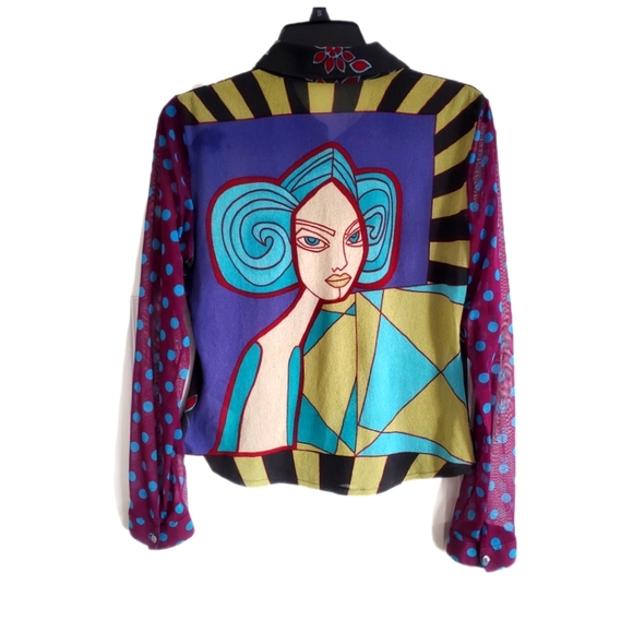 Beautiful Jesire Print Mesh Long Sleeve Shirt - Picture 1 of 4